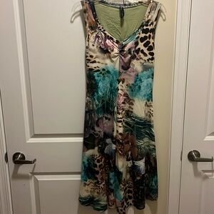 Elana Kattan cocktail dress with green slip underneath, Size Small, great dress